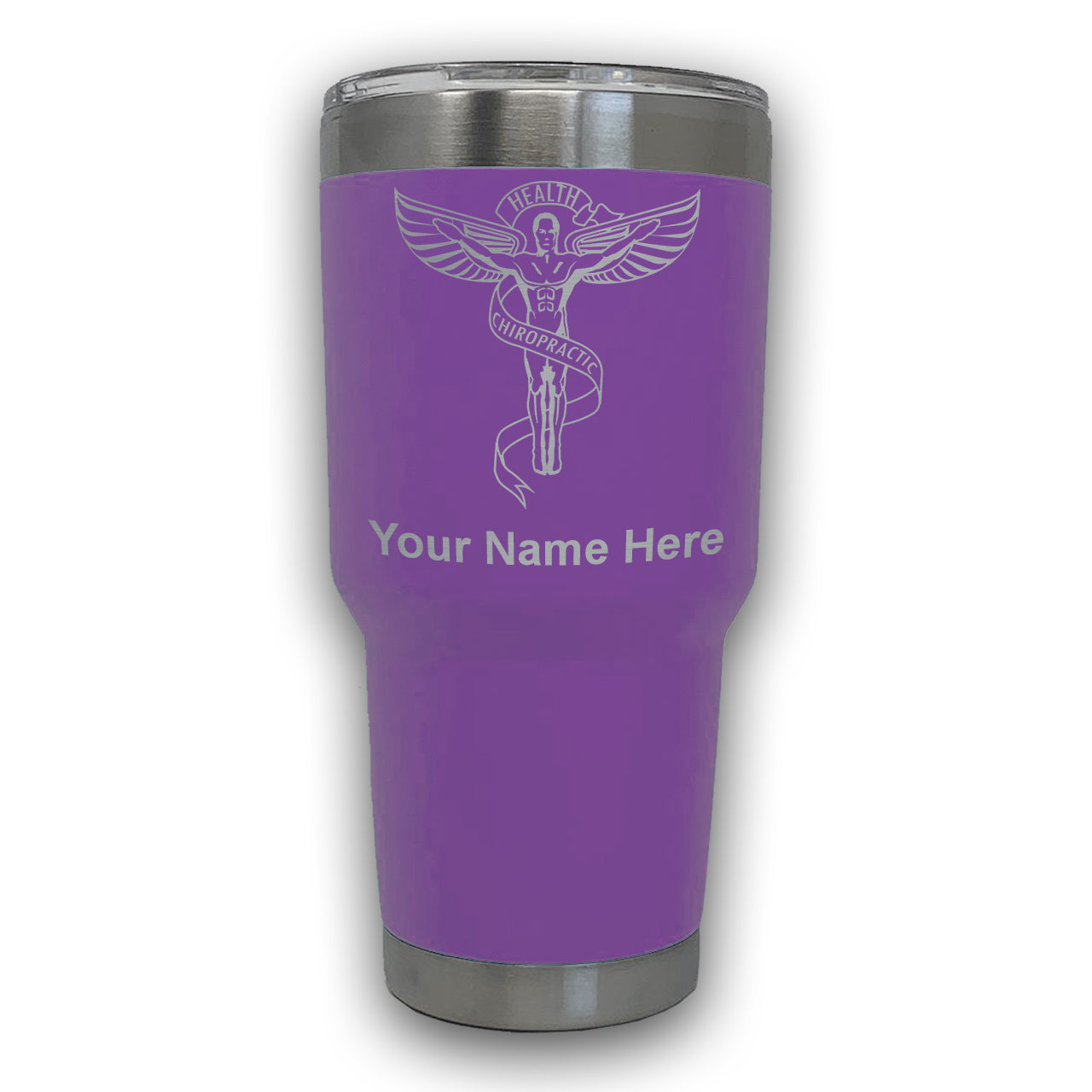 LaserGram 30oz Tumbler Mug, Chiropractic Symbol, Personalized Engraving Included