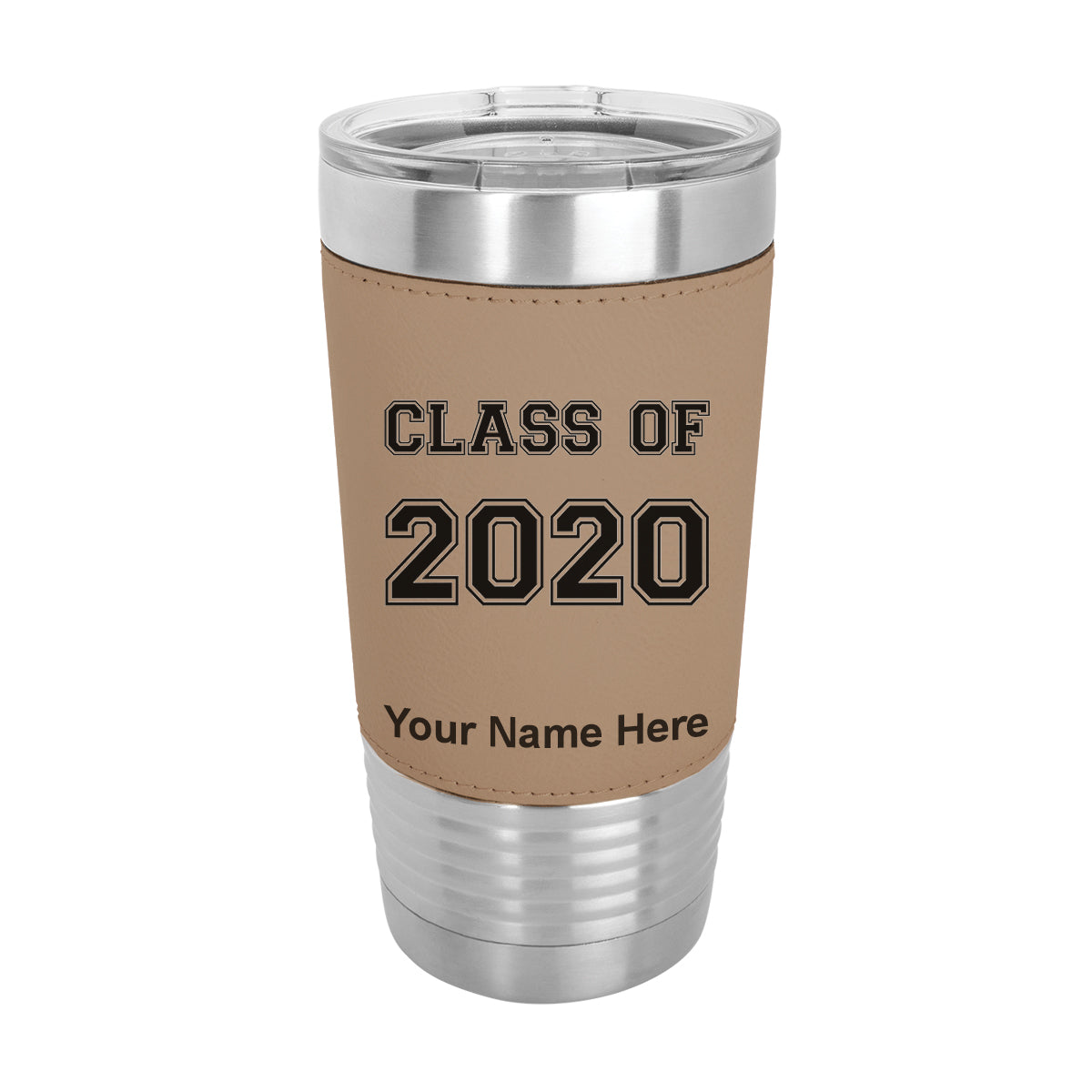 20oz Faux Leather Tumbler Mug, Class of 2020, 2021, 2022, 2023 2024, 2025, Personalized Engraving Included - LaserGram Custom Engraved Gifts