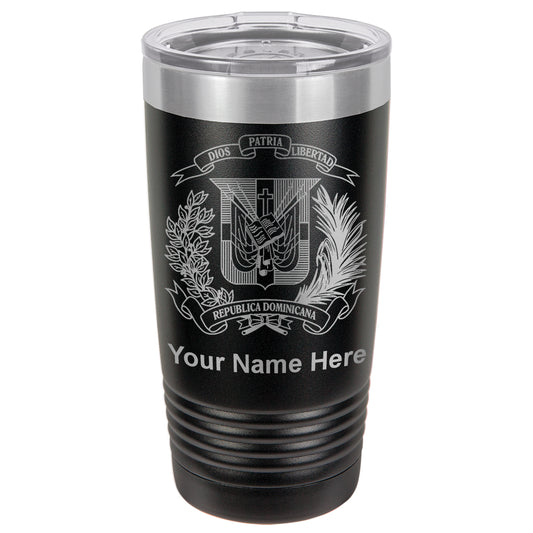 20oz Vacuum Insulated Tumbler Mug, Coat of Arms Dominican Republic, Personalized Engraving Included
