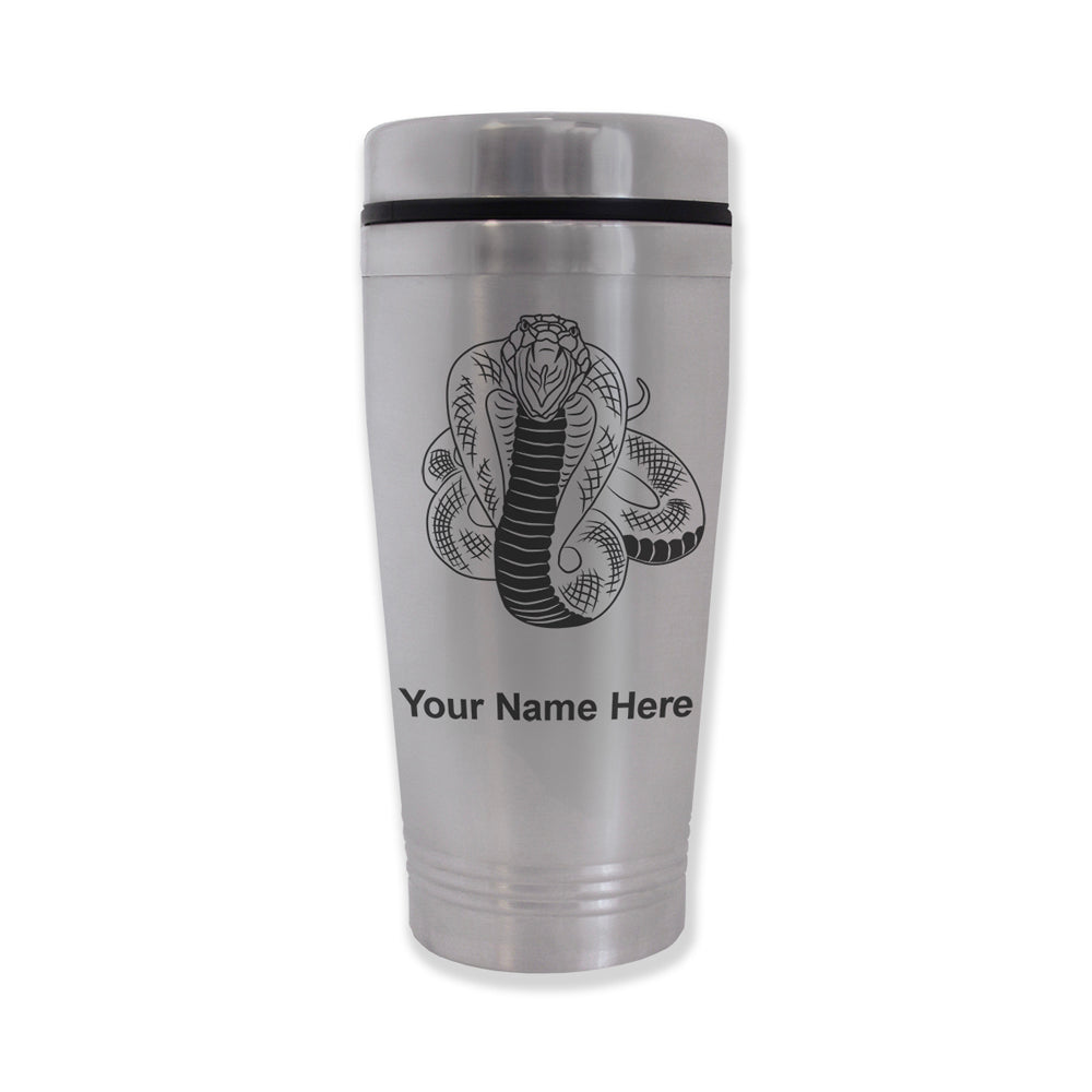 Commuter Travel Mug, Cobra Snake, Personalized Engraving Included