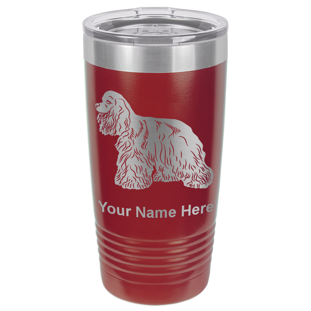 20oz Vacuum Insulated Tumbler Mug, Cocker Spaniel Dog, Personalized Engraving Included