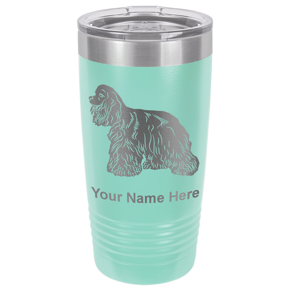20oz Vacuum Insulated Tumbler Mug, Cocker Spaniel Dog, Personalized Engraving Included