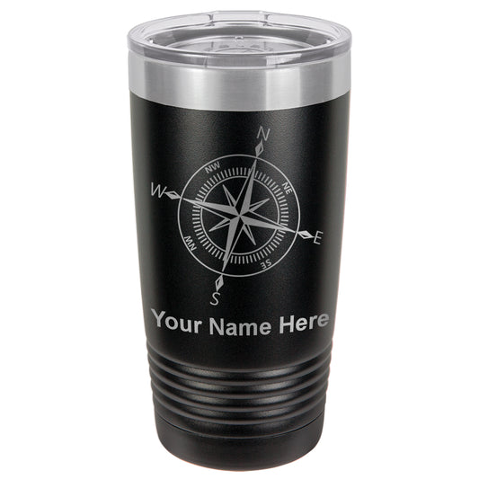 20oz Vacuum Insulated Tumbler Mug, Compass Rose, Personalized Engraving Included