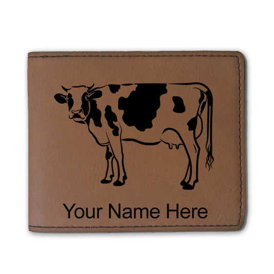 Faux Leather Bi-Fold Wallet, Cow, Personalized Engraving Included