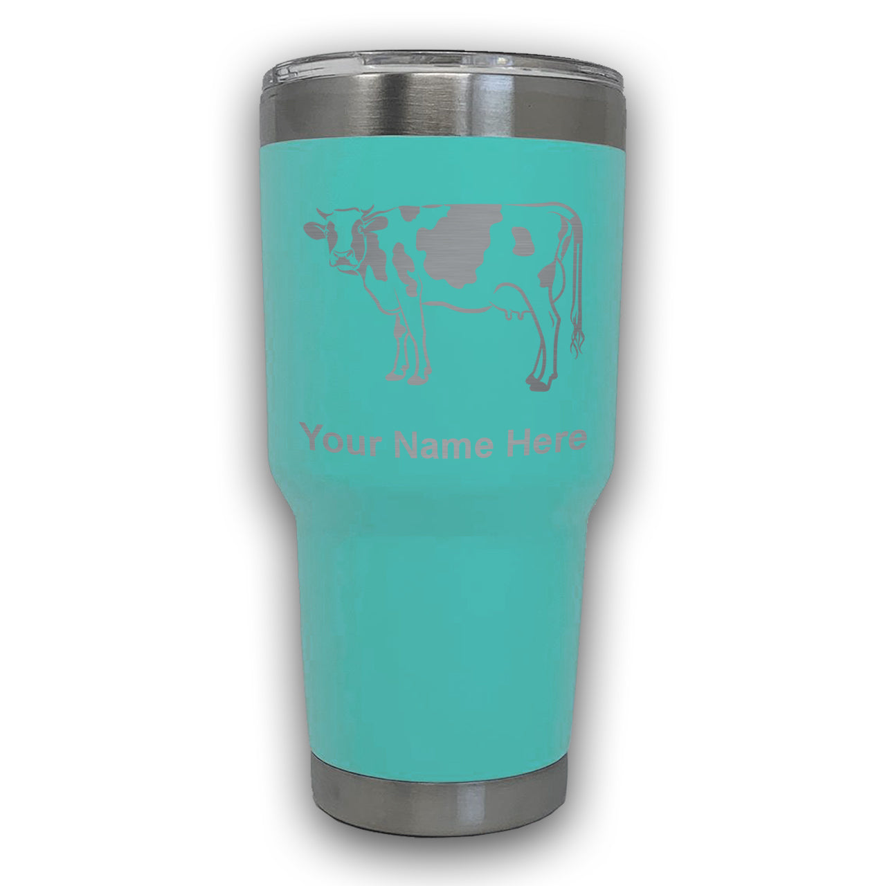 LaserGram 30oz Tumbler Mug, Cow, Personalized Engraving Included