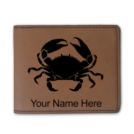 Faux Leather Bi-Fold Wallet, Crab, Personalized Engraving Included