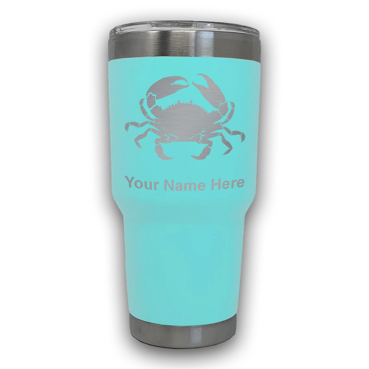LaserGram 30oz Tumbler Mug, Crab, Personalized Engraving Included