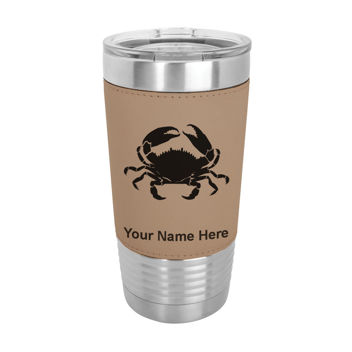 20oz Faux Leather Tumbler Mug, Crab, Personalized Engraving Included - LaserGram Custom Engraved Gifts