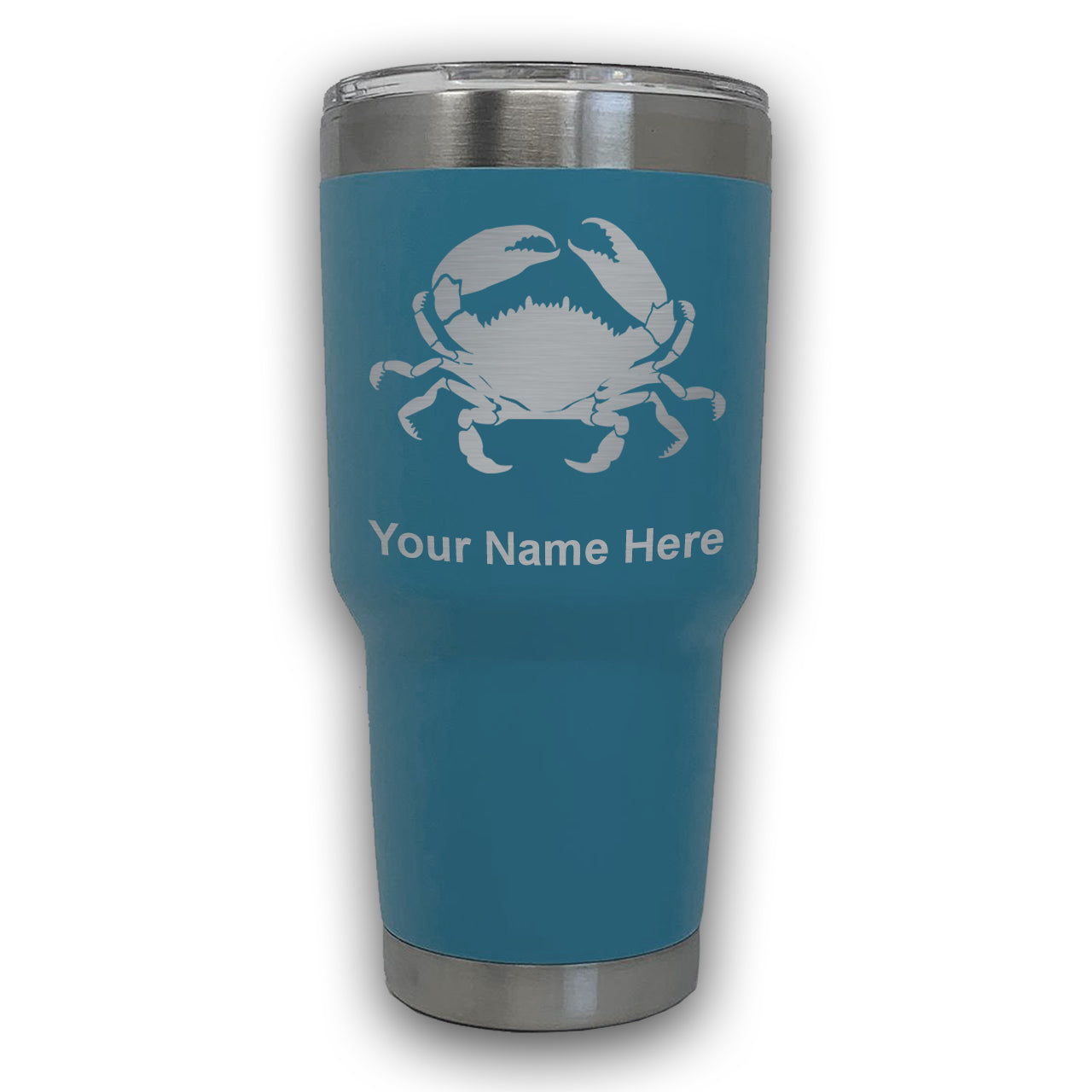 LaserGram 30oz Tumbler Mug, Crab, Personalized Engraving Included