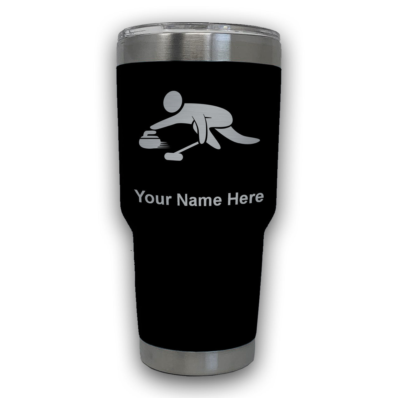 LaserGram 30oz Tumbler Mug, Curling Figure, Personalized Engraving Included