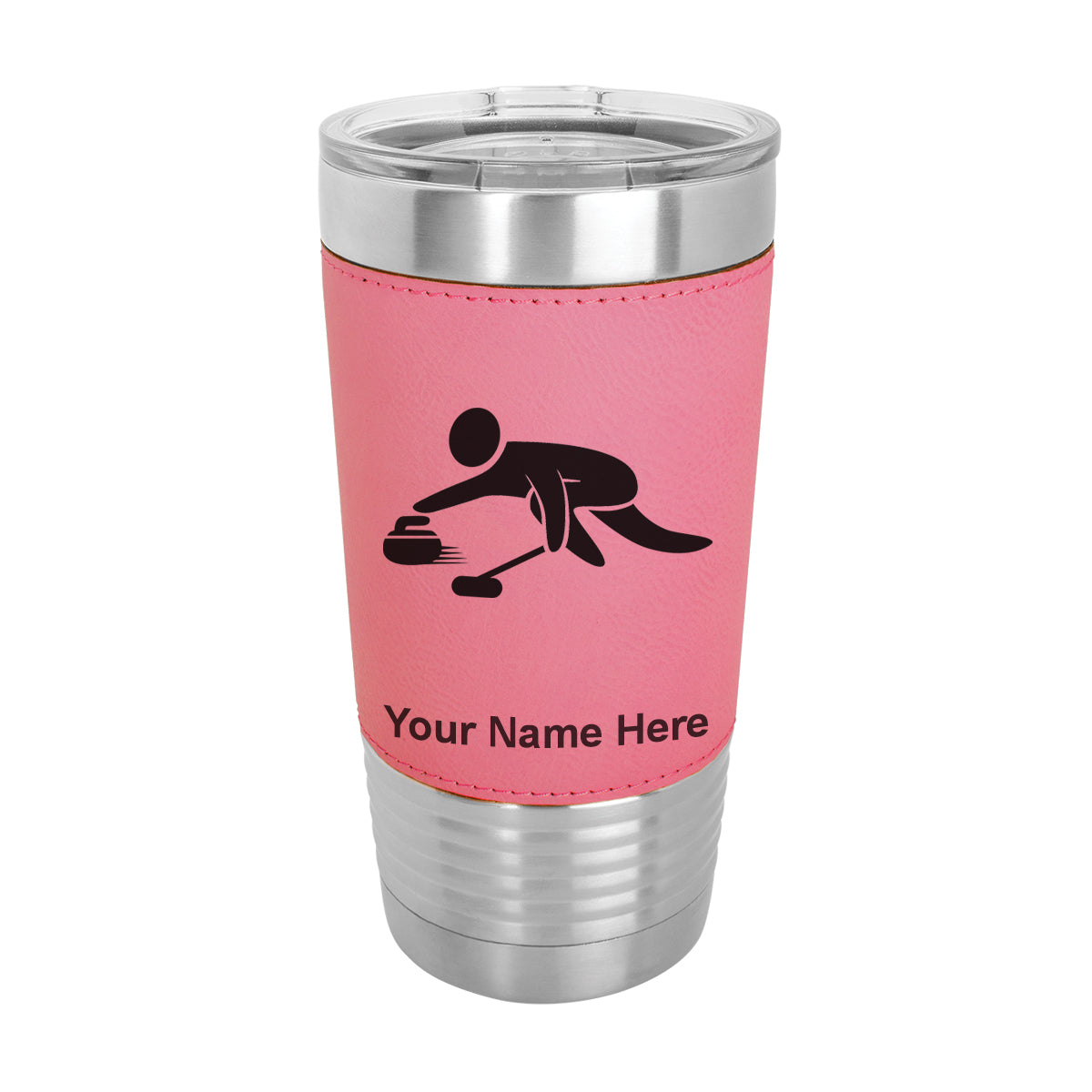 20oz Faux Leather Tumbler Mug, Curling Figure, Personalized Engraving Included - LaserGram Custom Engraved Gifts