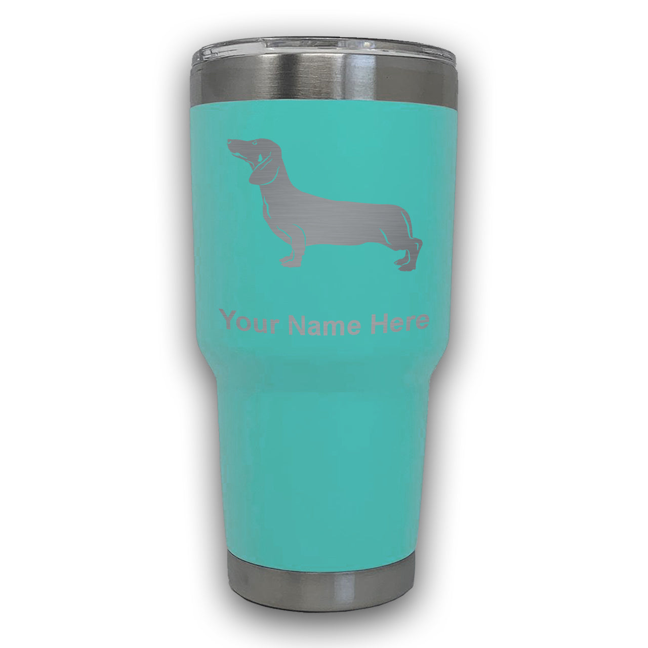 LaserGram 30oz Tumbler Mug, Dachshund Dog, Personalized Engraving Included