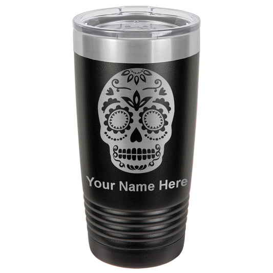 20oz Vacuum Insulated Tumbler Mug, Day of the Dead, Personalized Engraving Included