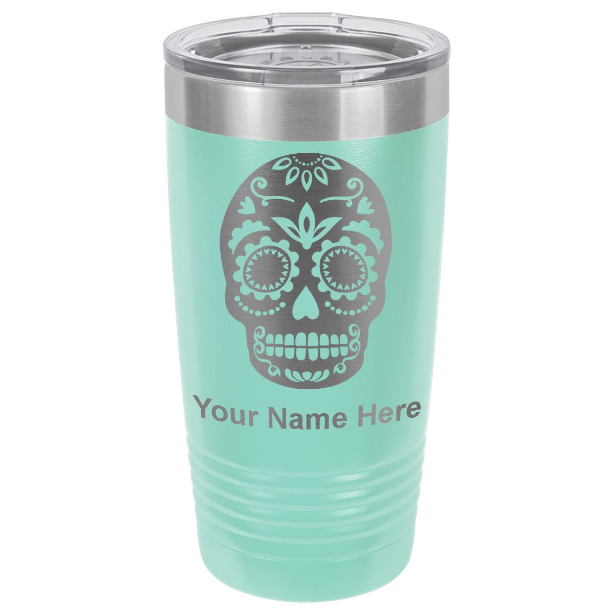 20oz Vacuum Insulated Tumbler Mug, Day of the Dead, Personalized Engraving Included