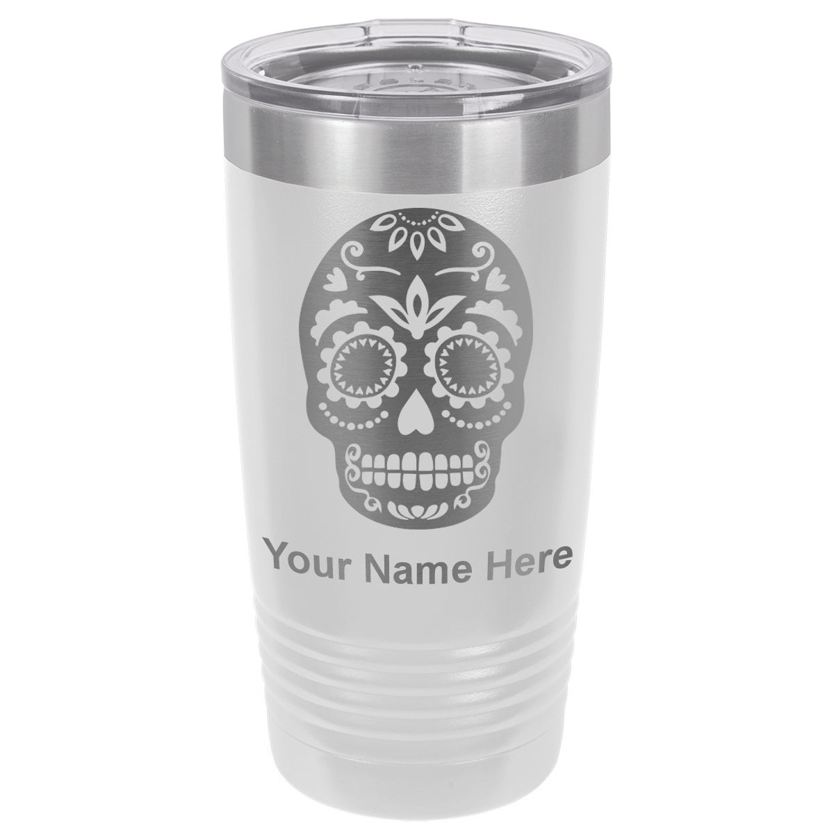 20oz Vacuum Insulated Tumbler Mug, Day of the Dead, Personalized Engraving Included