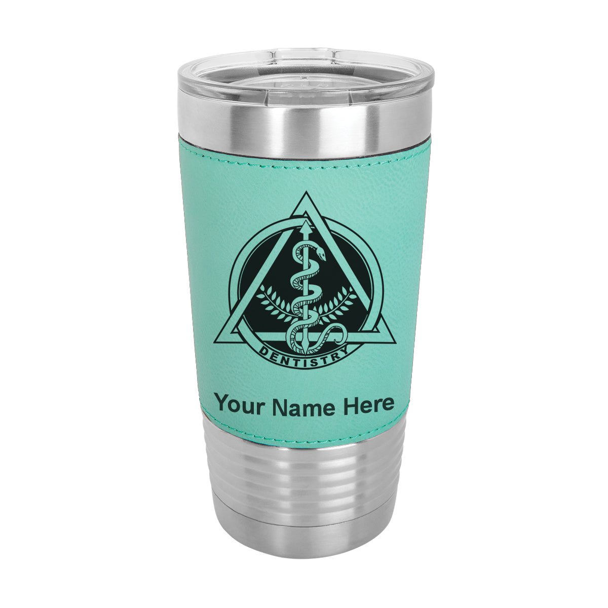 20oz Faux Leather Tumbler Mug, Dentist Symbol, Personalized Engraving Included - LaserGram Custom Engraved Gifts