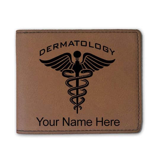 Faux Leather Bi-Fold Wallet, Dermatology, Personalized Engraving Included