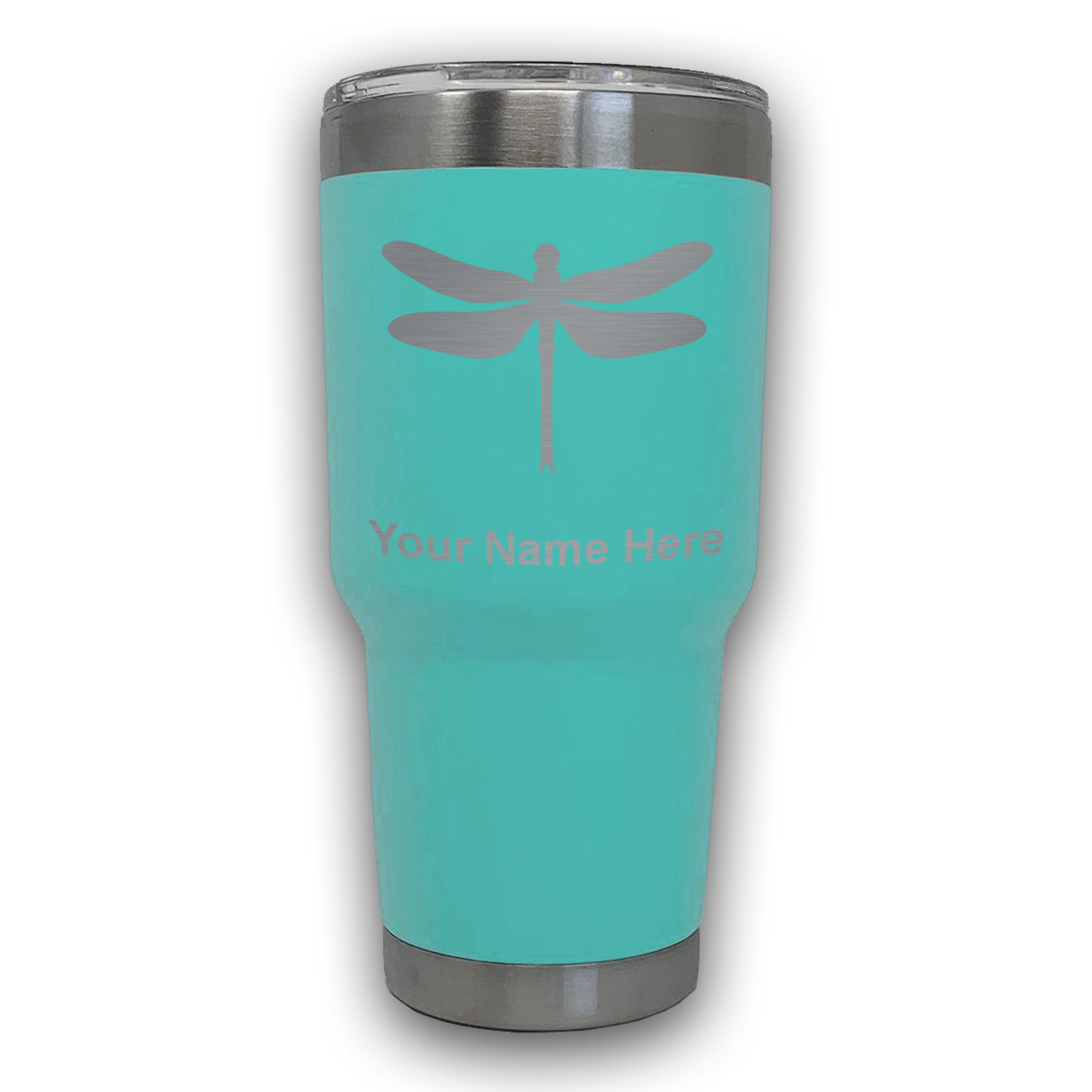 LaserGram 30oz Tumbler Mug, Dragonfly, Personalized Engraving Included