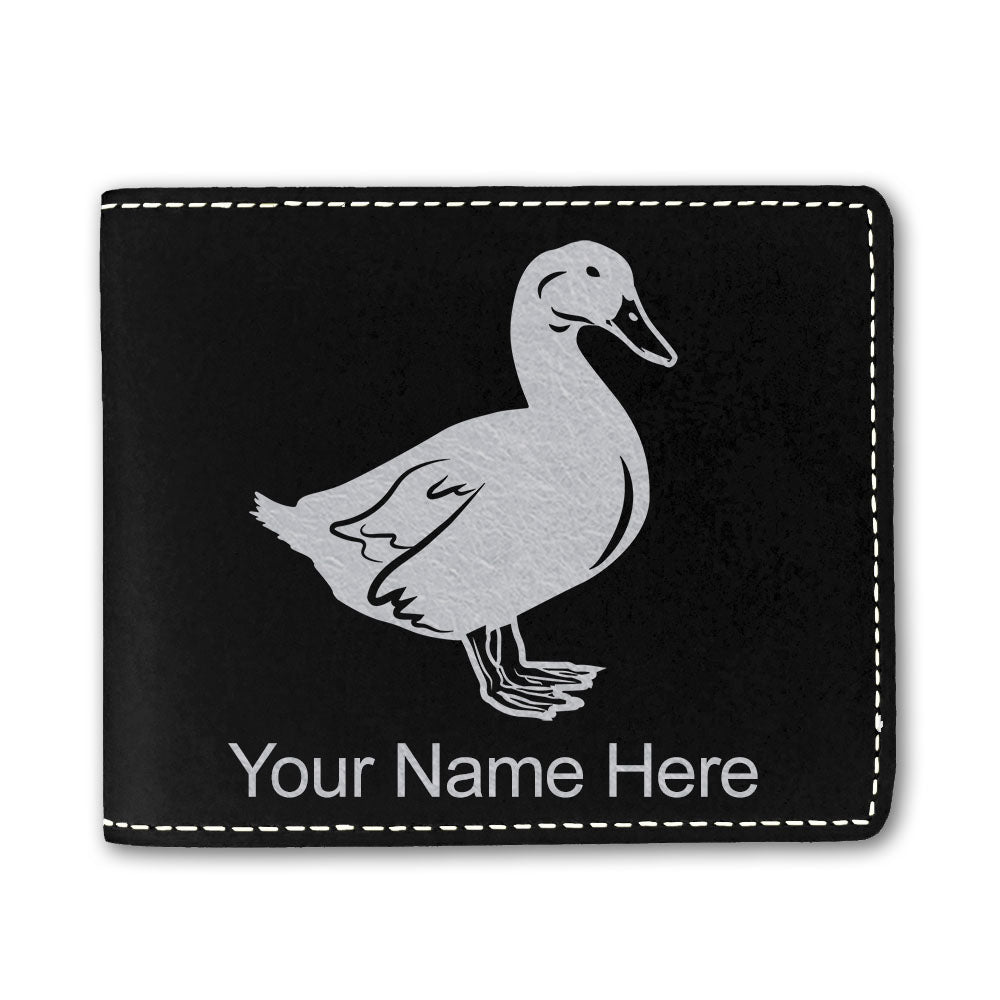 Faux Leather Bi-Fold Wallet, Duck, Personalized Engraving Included