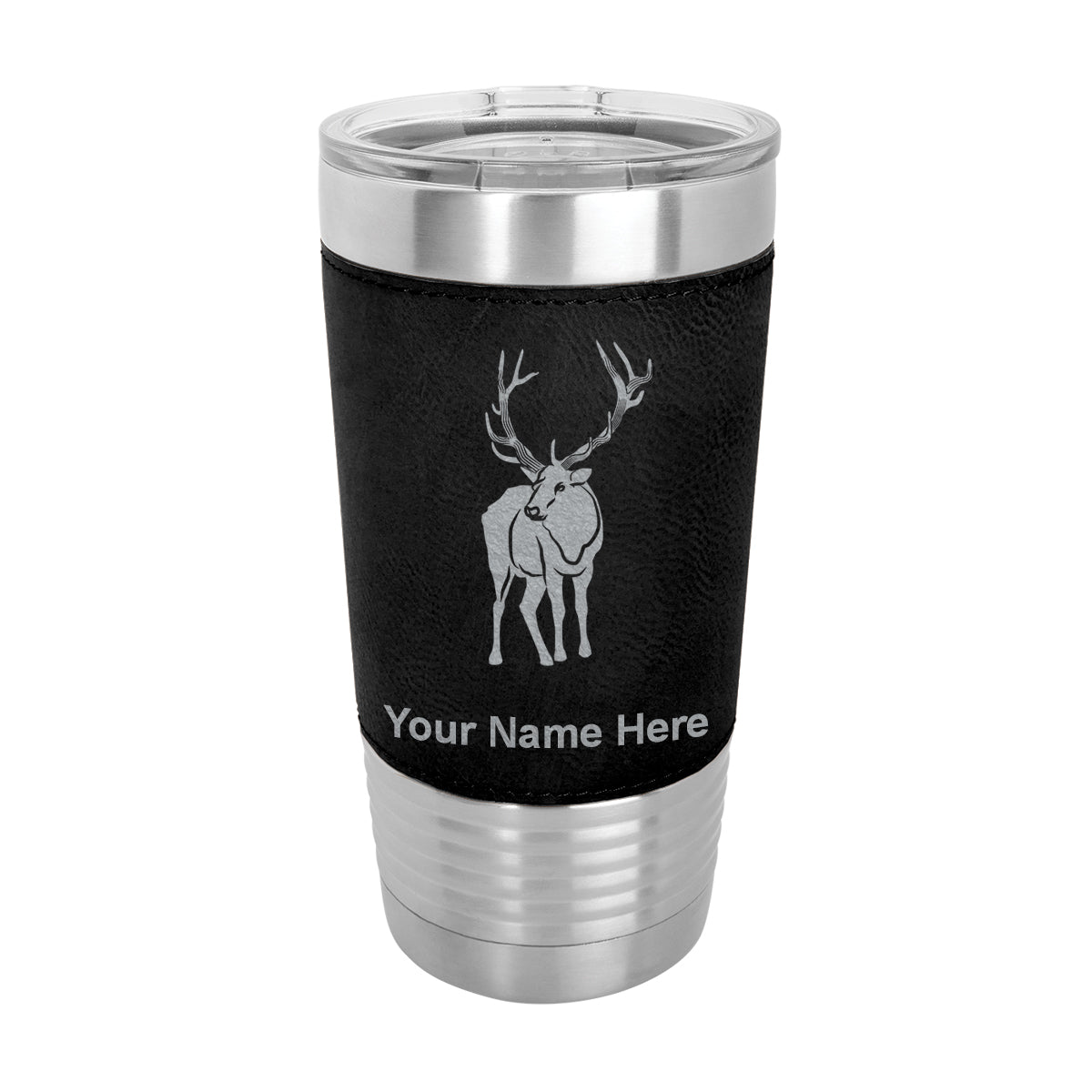 20oz Faux Leather Tumbler Mug, Elk, Personalized Engraving Included - LaserGram Custom Engraved Gifts