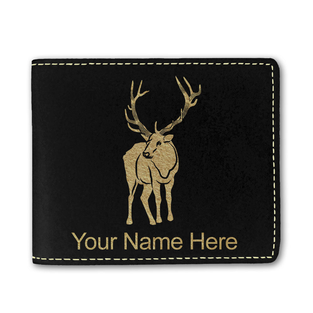 Faux Leather Bi-Fold Wallet, Elk, Personalized Engraving Included