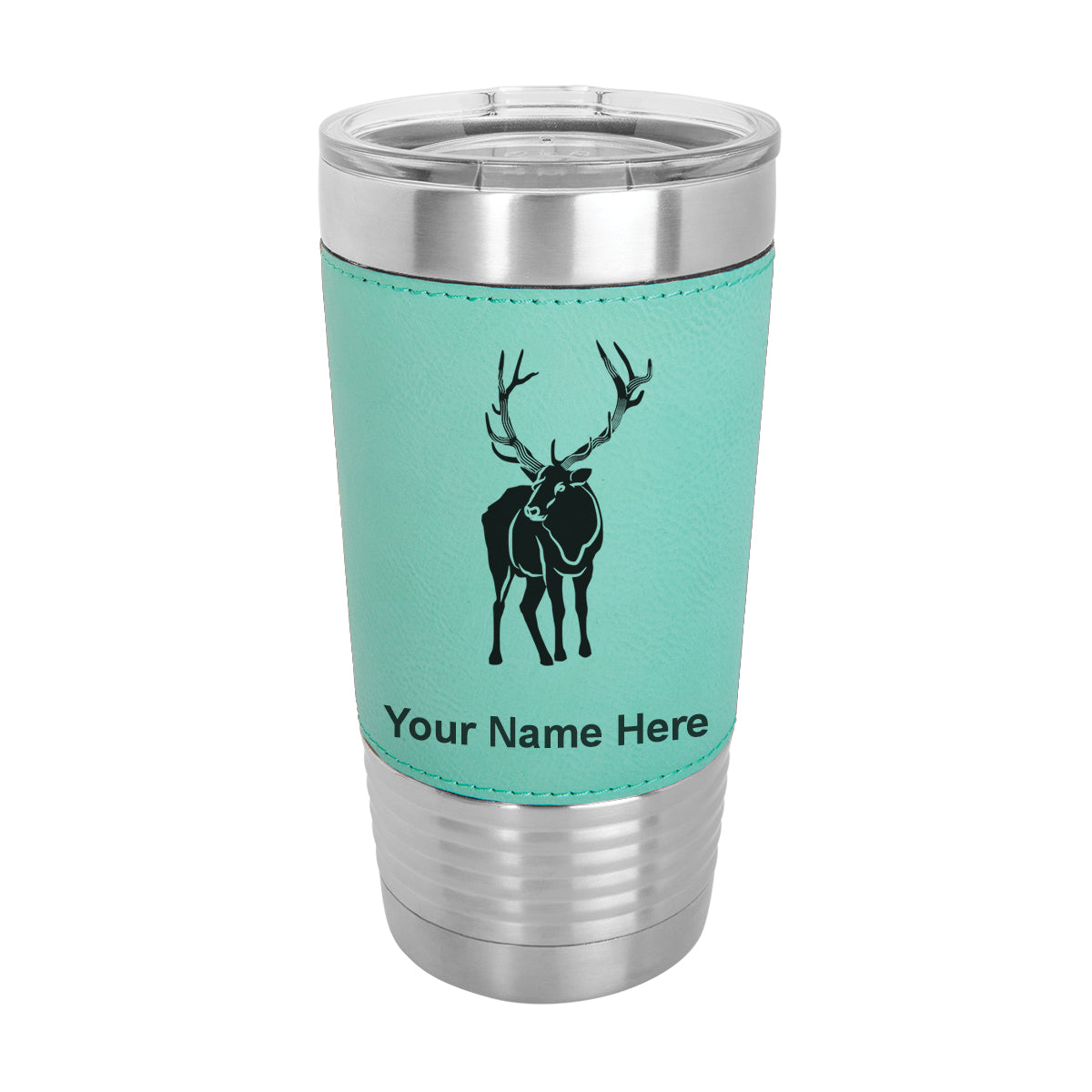 20oz Faux Leather Tumbler Mug, Elk, Personalized Engraving Included - LaserGram Custom Engraved Gifts