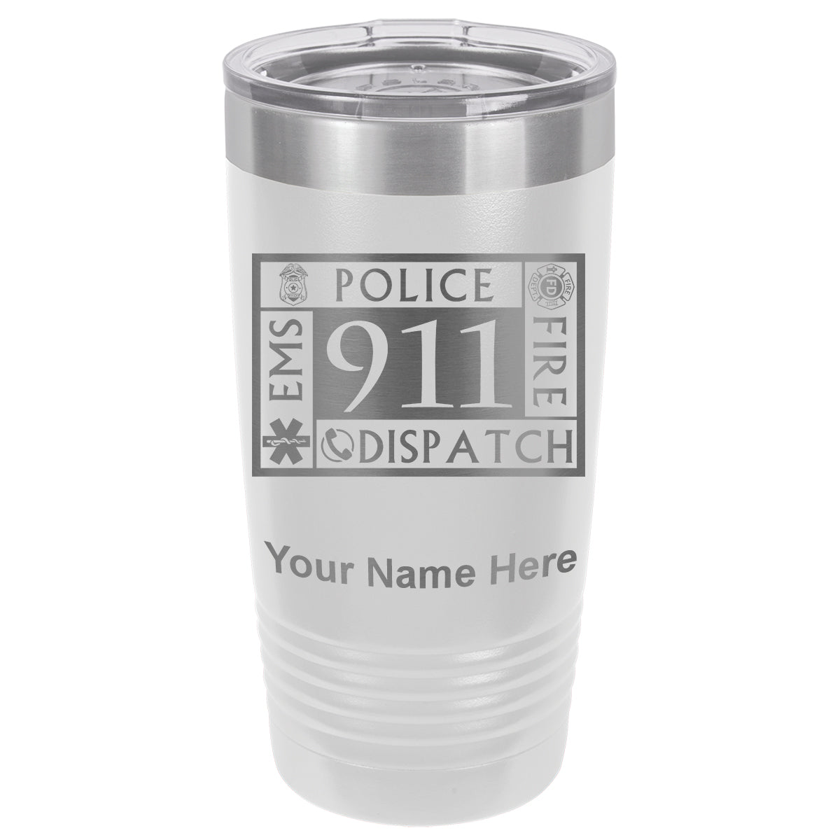 20oz Vacuum Insulated Tumbler Mug, Emergency Dispatcher 911, Personalized Engraving Included
