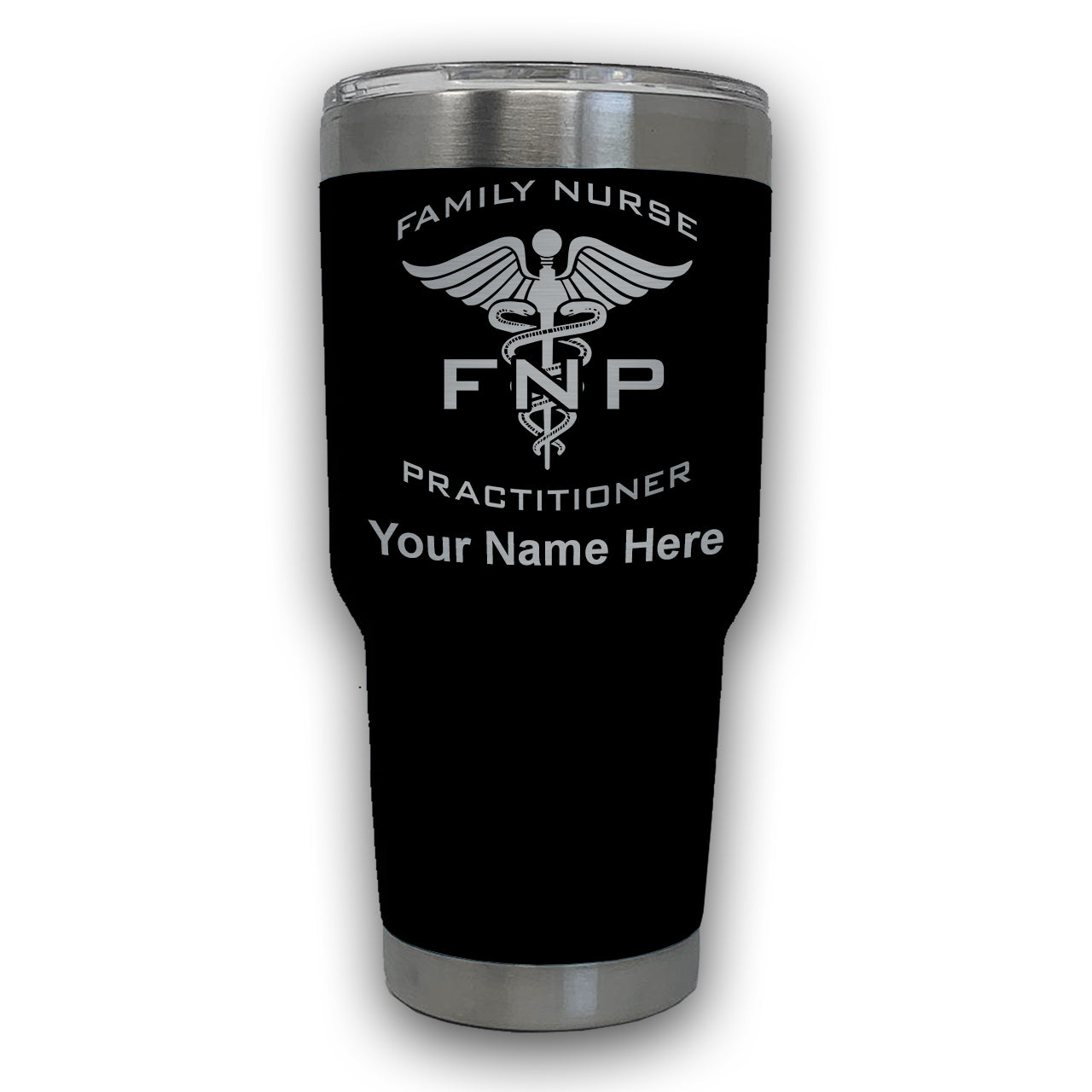 LaserGram 30oz Tumbler Mug, FNP Family Nurse Practitioner, Personalized Engraving Included