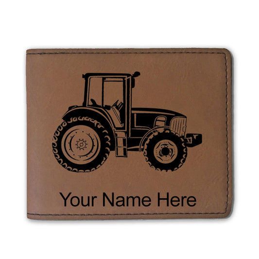 Faux Leather Bi-Fold Wallet, Farm Tractor, Personalized Engraving Included