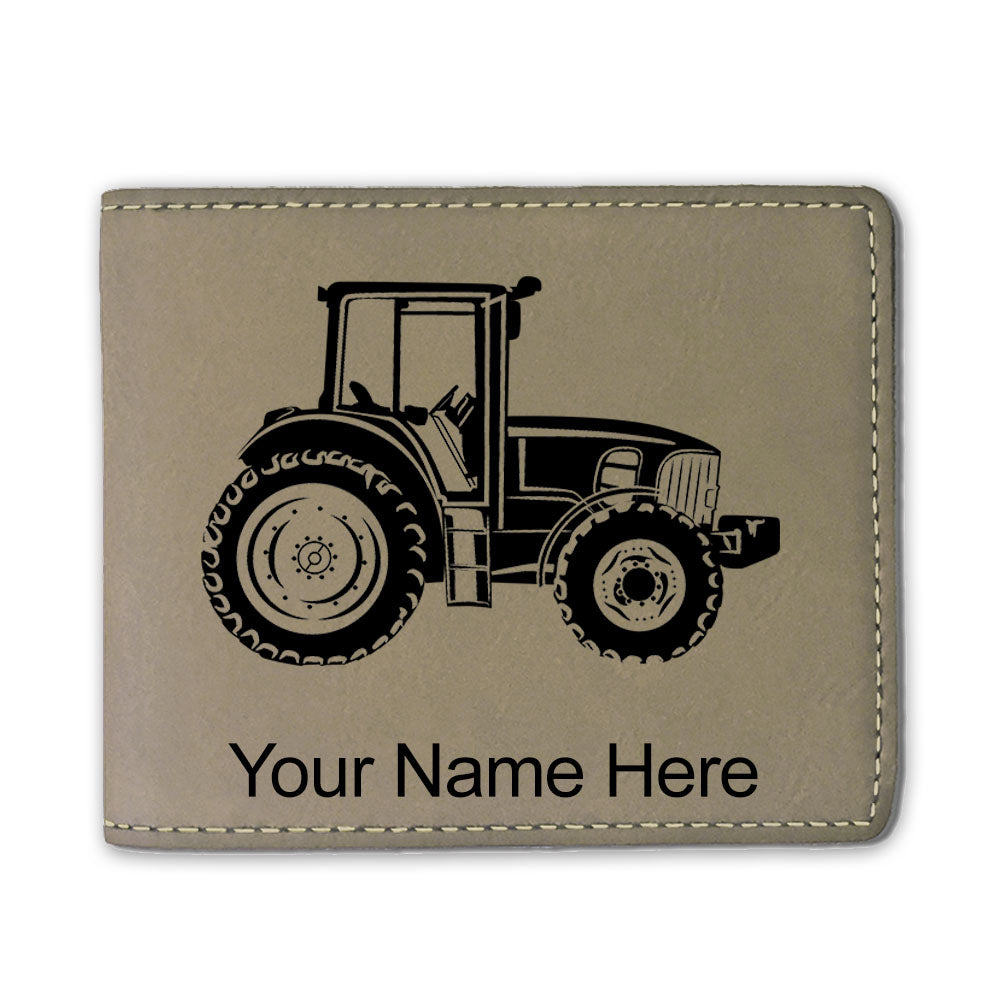 Faux Leather Bi-Fold Wallet, Farm Tractor, Personalized Engraving Included