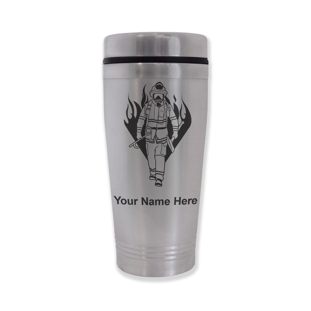 Commuter Travel Mug, Fireman, Personalized Engraving Included