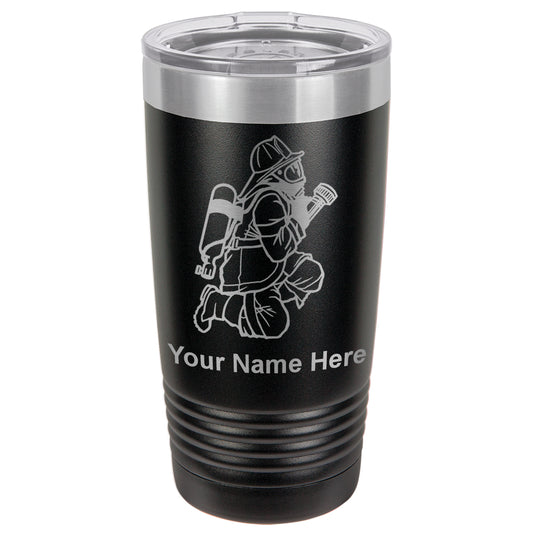 20oz Vacuum Insulated Tumbler Mug, Fireman with Hose, Personalized Engraving Included