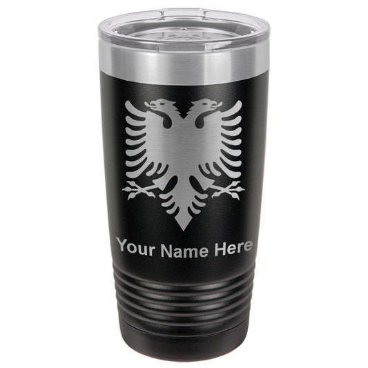 20oz Vacuum Insulated Tumbler Mug, Flag of Albania, Personalized Engraving Included