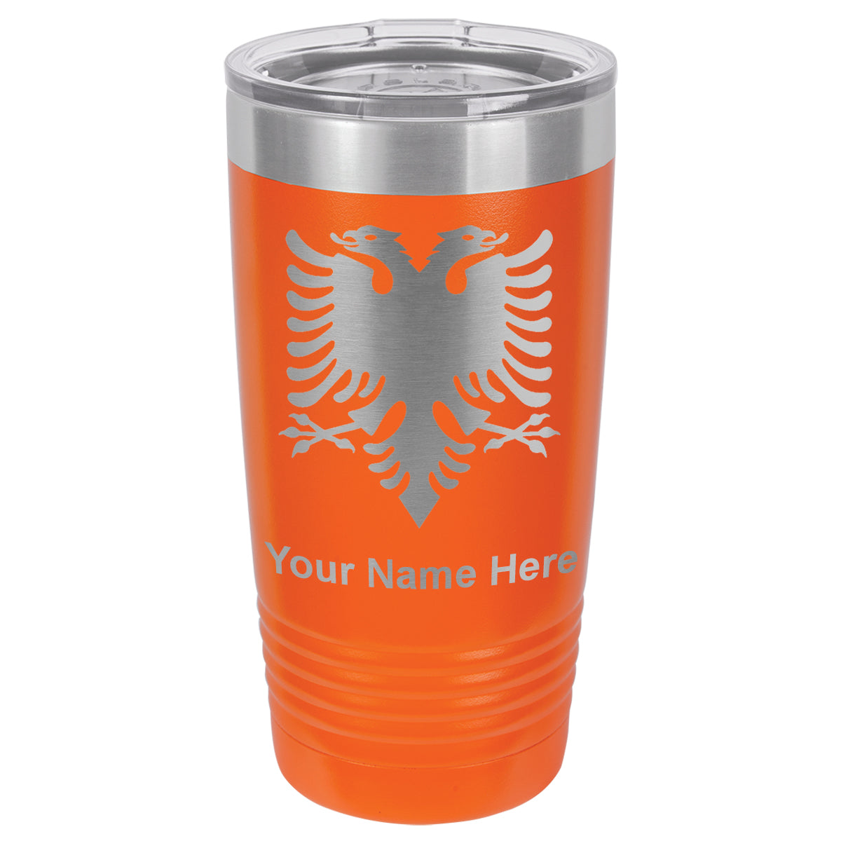 20oz Vacuum Insulated Tumbler Mug, Flag of Albania, Personalized Engraving Included