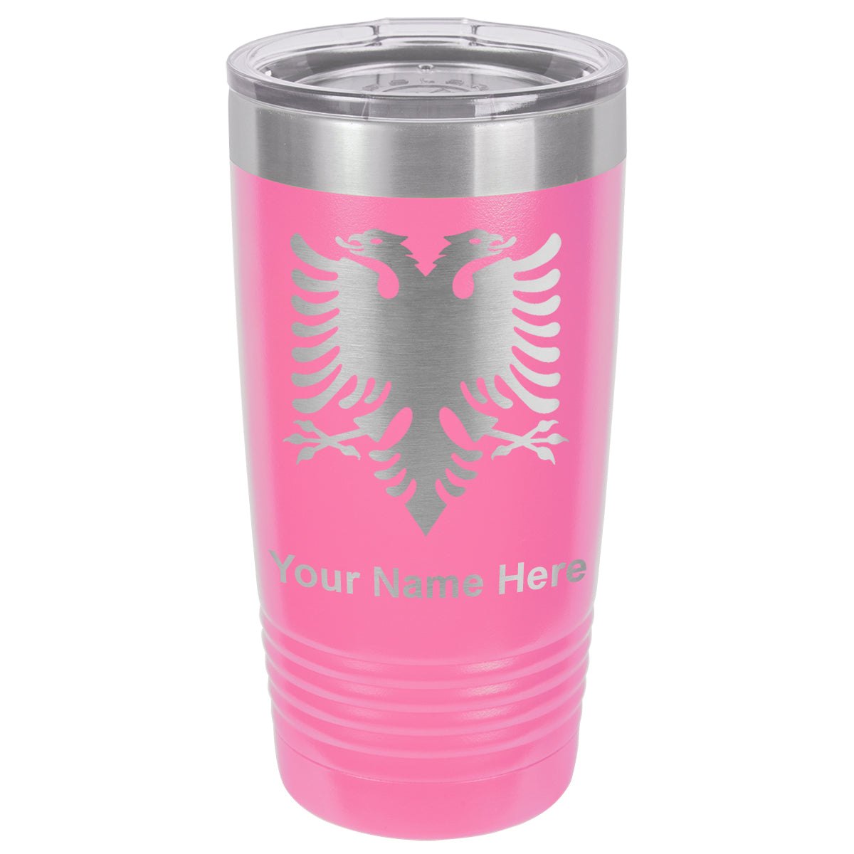 20oz Vacuum Insulated Tumbler Mug, Flag of Albania, Personalized Engraving Included