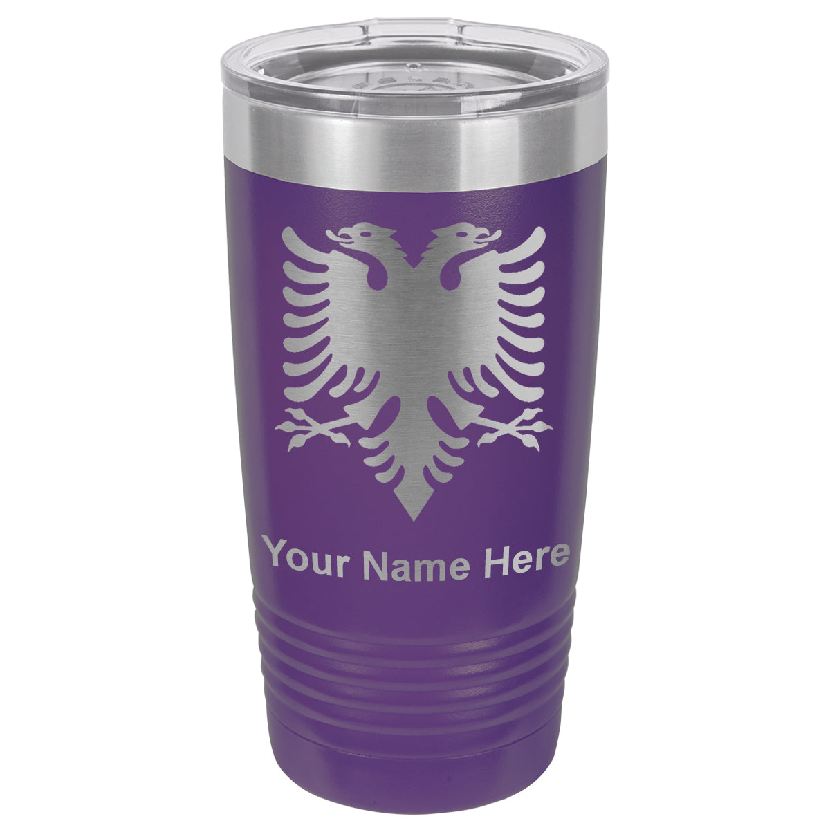 20oz Vacuum Insulated Tumbler Mug, Flag of Albania, Personalized Engraving Included