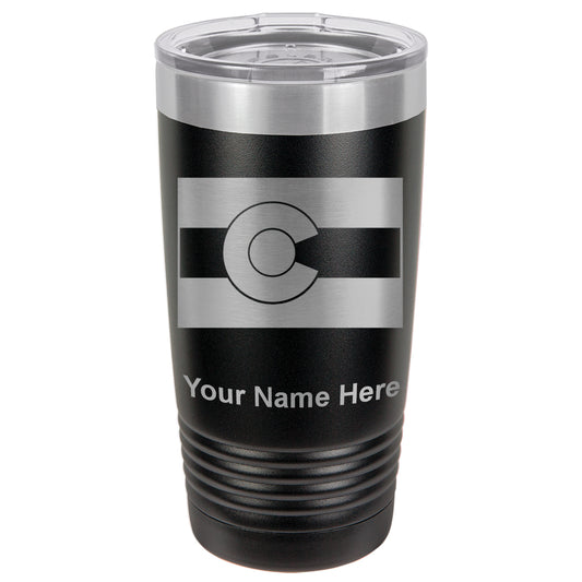 20oz Vacuum Insulated Tumbler Mug, Flag of Colorado, Personalized Engraving Included