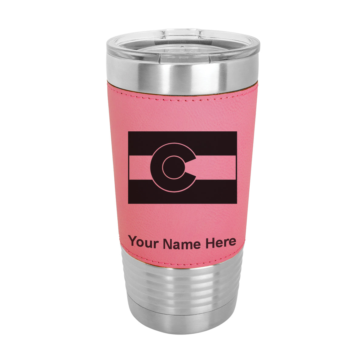 20oz Faux Leather Tumbler Mug, Flag of Colorado, Personalized Engraving Included - LaserGram Custom Engraved Gifts
