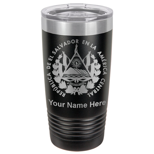 20oz Vacuum Insulated Tumbler Mug, Flag of El Salvador, Personalized Engraving Included