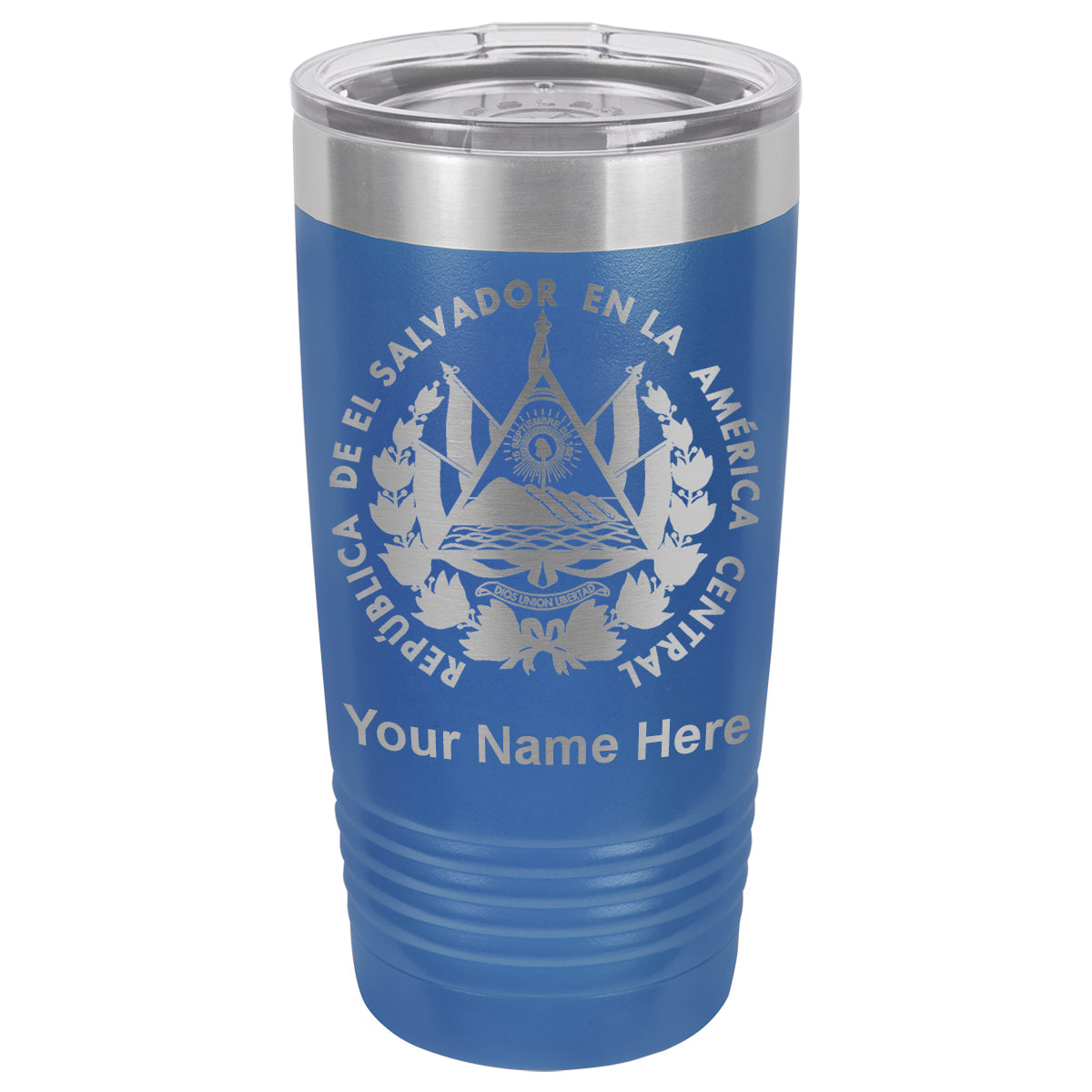 20oz Vacuum Insulated Tumbler Mug, Flag of El Salvador, Personalized Engraving Included