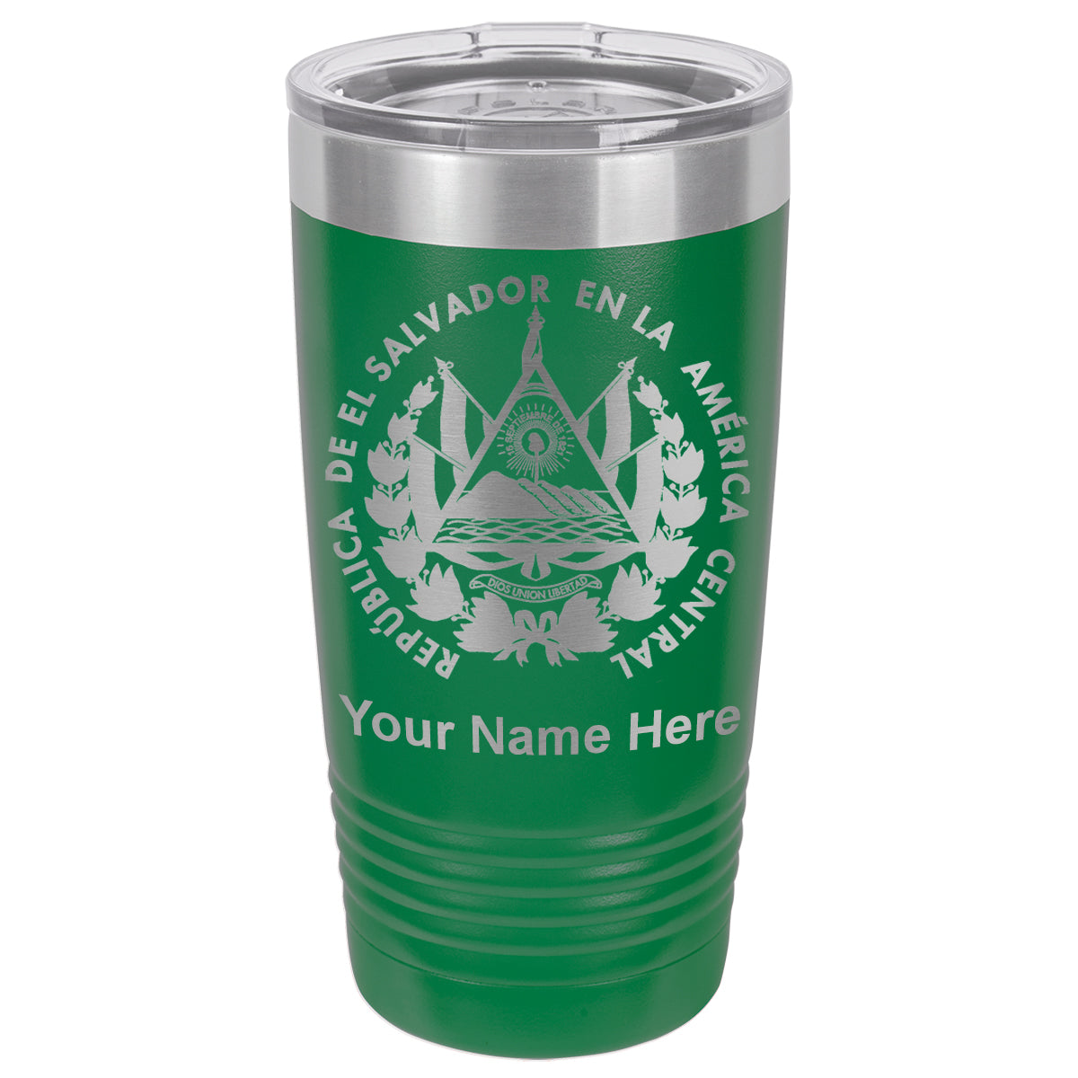20oz Vacuum Insulated Tumbler Mug, Flag of El Salvador, Personalized Engraving Included