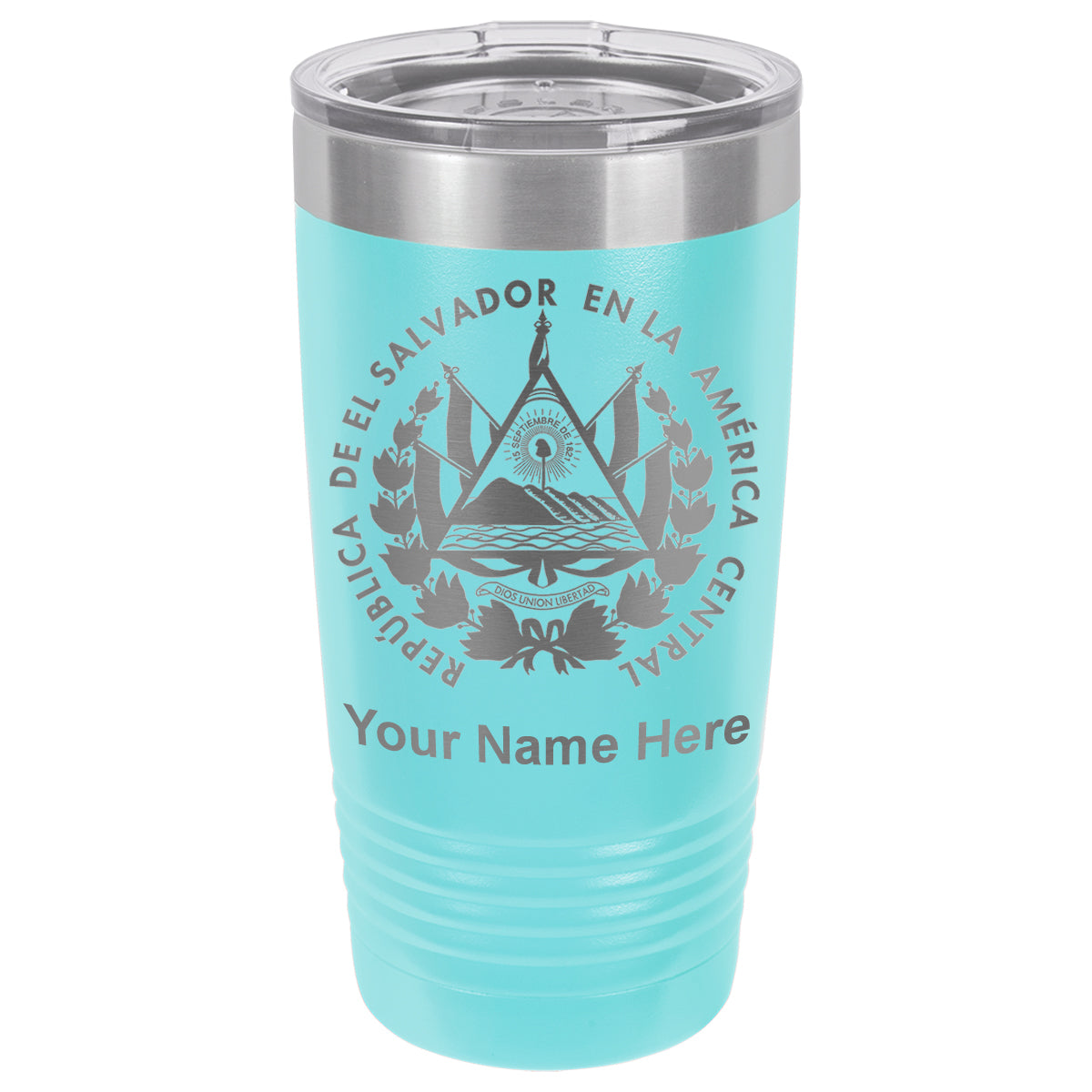 20oz Vacuum Insulated Tumbler Mug, Flag of El Salvador, Personalized Engraving Included