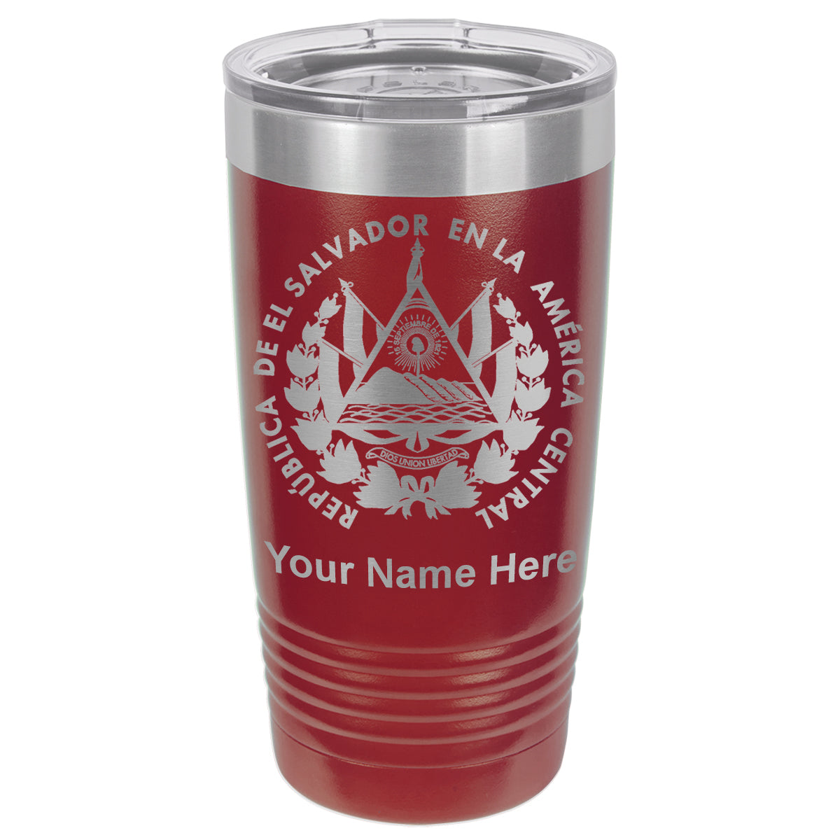 20oz Vacuum Insulated Tumbler Mug, Flag of El Salvador, Personalized Engraving Included