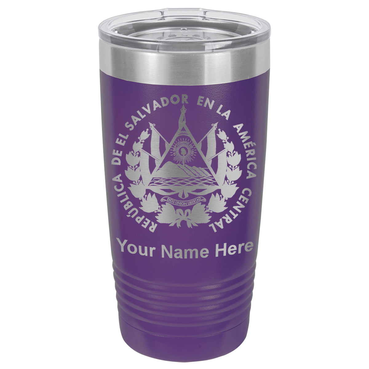 20oz Vacuum Insulated Tumbler Mug, Flag of El Salvador, Personalized Engraving Included