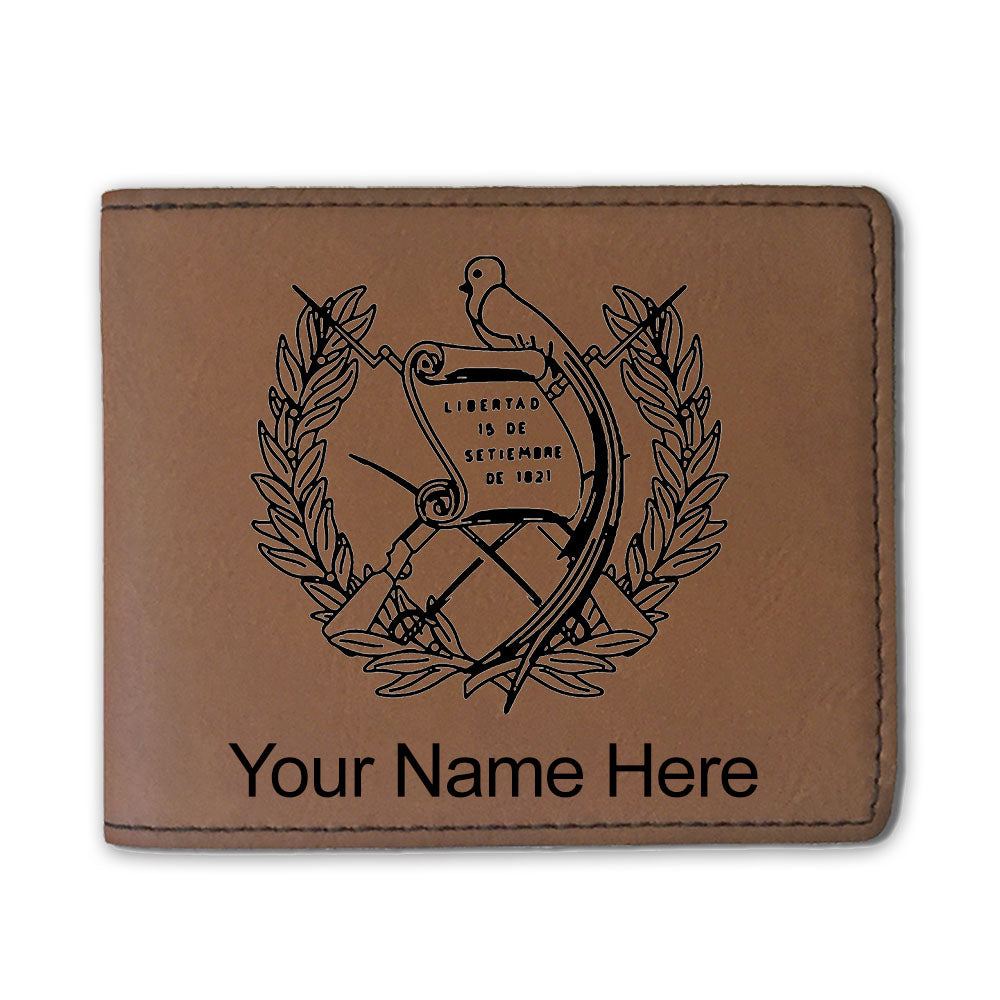 Faux Leather Bi-Fold Wallet, Flag of Guatemala, Personalized Engraving Included
