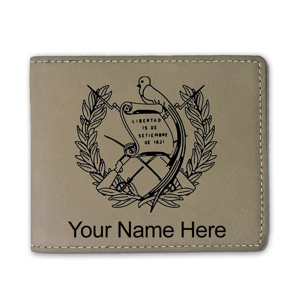 Faux Leather Bi-Fold Wallet, Flag of Guatemala, Personalized Engraving Included