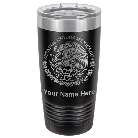 20oz Vacuum Insulated Tumbler Mug, Flag of Mexico, Personalized Engraving Included