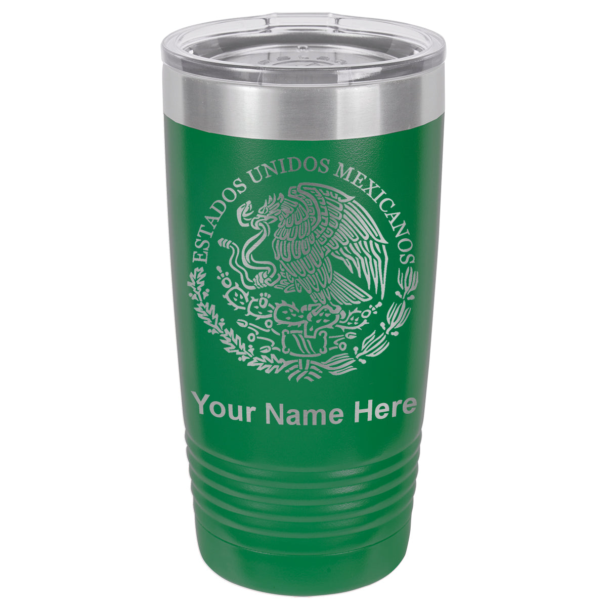 20oz Vacuum Insulated Tumbler Mug, Flag of Mexico, Personalized Engraving Included