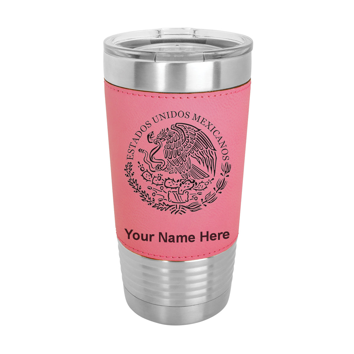 20oz Faux Leather Tumbler Mug, Flag of Mexico, Personalized Engraving Included - LaserGram Custom Engraved Gifts