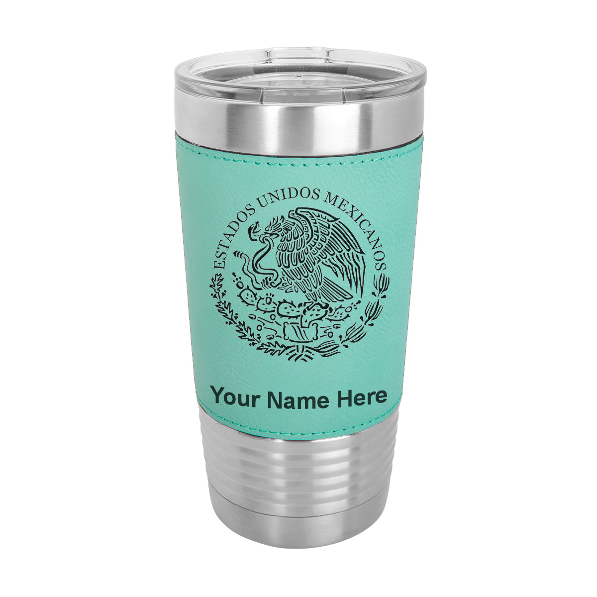 20oz Faux Leather Tumbler Mug, Flag of Mexico, Personalized Engraving Included - LaserGram Custom Engraved Gifts